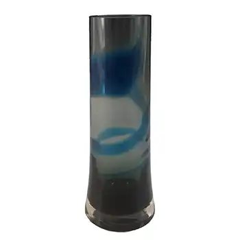 Whitefriars #9707 Baxter Pewter & Kingfisher Ribbon Trail Vase 8.5"