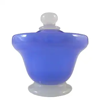 Stevens + Williams Stourbridge Alabaster Blue Glass Pot / Bowl