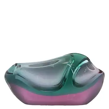 Zelezny Brod Sklo (ZBS) Turquoise & Pink Glass Vase