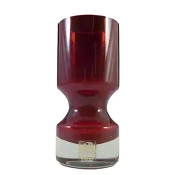 LABELLED Alsterfors Vintage Scandinavian Red Cased Glass Vase