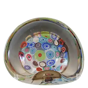 Archimede Seguso Murano Incalmo Millefiori Amber Glass Bowl