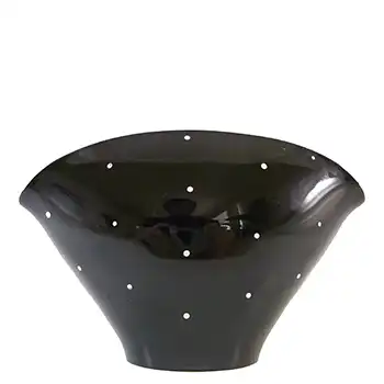 Bagley #3217 Art Deco Polkadot Black Glass 'Fantail' Posy Vase