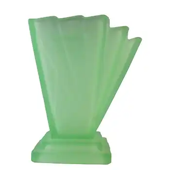 Bagley #334 Art Deco Uranium Green Glass 'Grantham' Side Vase
