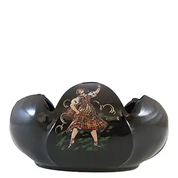 Bagley #3169 Art Deco Black Glass 'Tulip' Posy Bowl