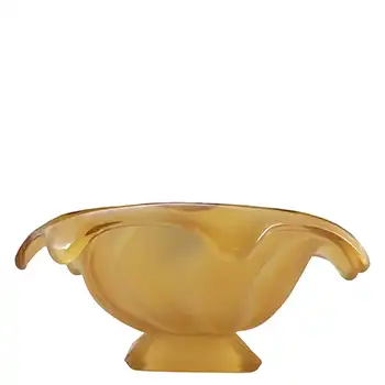 Bagley #3061 Art Deco Frosted Amber Glass 'Equinox' Posy Bowl