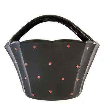 Bagley Art Deco Polkadot Black Glass 'Pattern 3193' Wall Vase