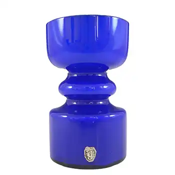 Lindshammar / JC Vintage Swedish Blue Hooped Glass Vase