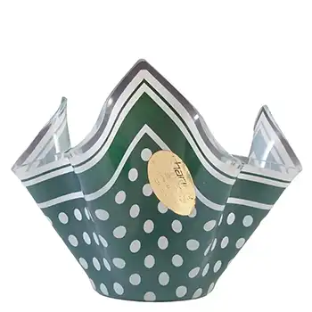 Chance Brothers Green Glass 'Polka-dot' Vintage Handkerchief Vase