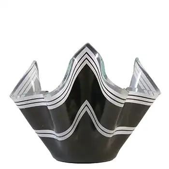 Chance Brothers Black Glass 'Bandel-2' Vintage Handkerchief Vase