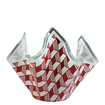 Chance Brothers Red Glass 'Carré / Escher' Handkerchief Vase