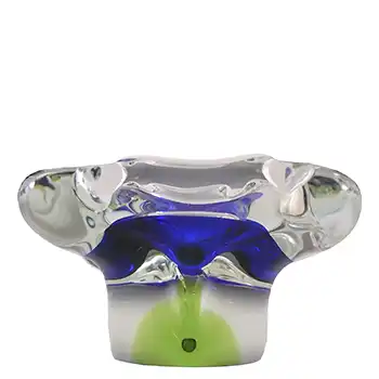 Chřibská #316 Czech Vintage Blue, White & Green Glass Ashtray Bowl