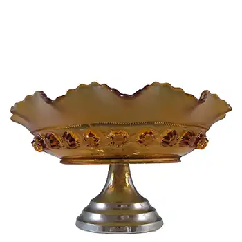 Davidson #269 Art Deco Amber Glass 'Blackberry Prunt' Bowl