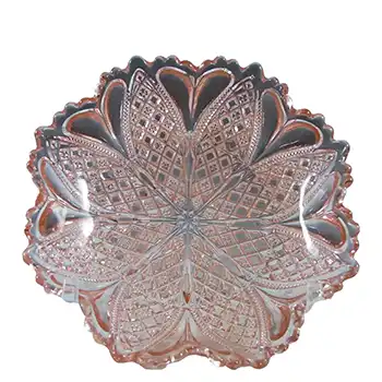 Davidson Victorian Pink Pressed Glass 'William & Mary' Bowl