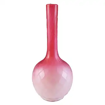 Victorian Satin Air Trap Pink & White Glass Antique Vase