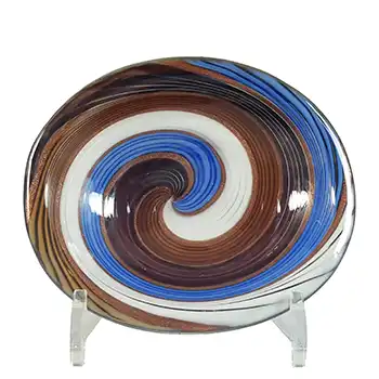 Murano Vintage Copper Aventurine & Filigrana Glass Bowl