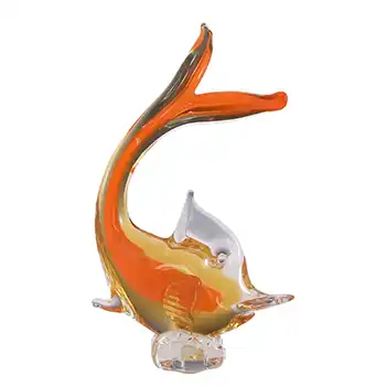 Murano Vintage Orange & Amber Sommerso Glass Fish Sculpture