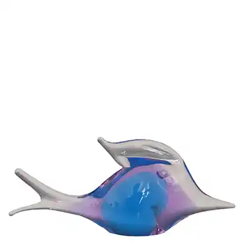 SIGNED FM Konstglas Neodymium Lilac & Blue Glass Fish B852