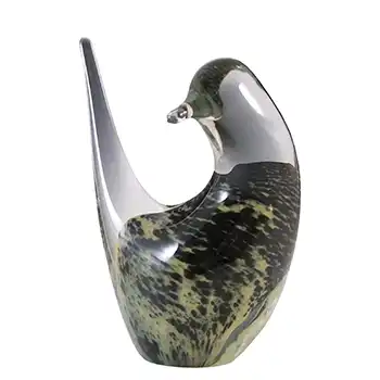 SIGNED FM Konstglas / Ronneby Cream & Black Glass Bird