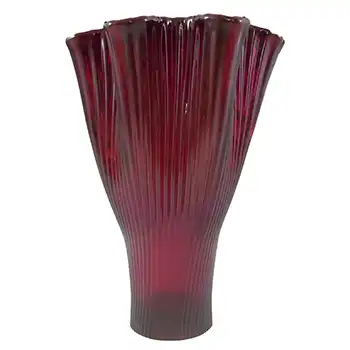 Gullaskruf Swedish Red Glass 'Reffla' Vase by Arthur Percy