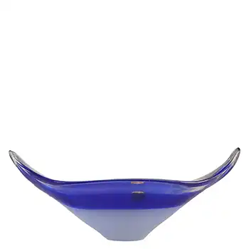 Murano / Venetian Blue & White Cased Glass Boat Shaped Bowl