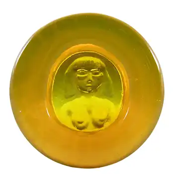 LABELLED Boda Yellow Glass Nude Lady "Eve" Bowl by Erik Hoglund