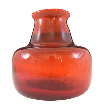 SIGNED Kosta Boda Bubbly Red Glass Vase by Erik Hoglund