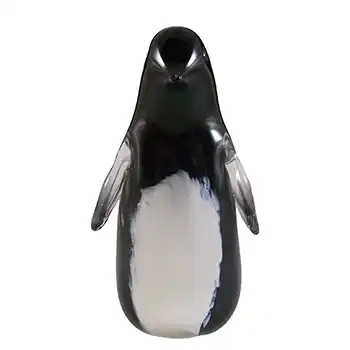 MARKED Langham British Vintage Black & White Glass Penguin