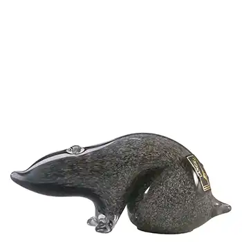 SIGNED & LABELLED Langham Vintage Black & White Glass Badger