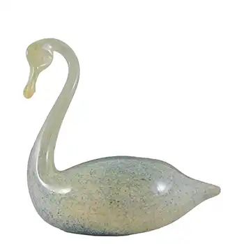 LABELLED Langham Vintage British Speckled Cream Glass Swan