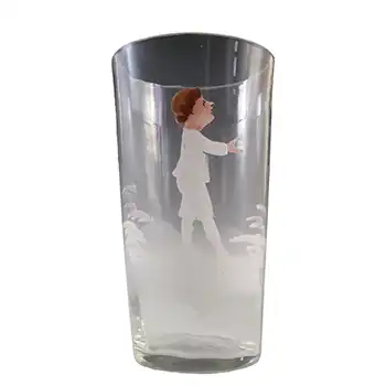 Mary Gregory Victorian Hand Enamelled Vintage Glass Tumbler