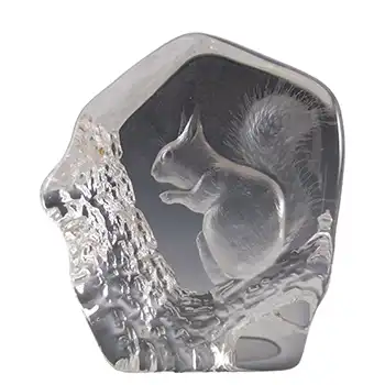 Mats Jonasson #3280 Glass Squirrel Paperweight - Signed