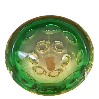 Vetro Artistico Veneziano Murano Green & Amber Glass Bowl