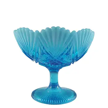 Davidson Blue Pearline Glass 'Victoria & Albert' Footed Bowl