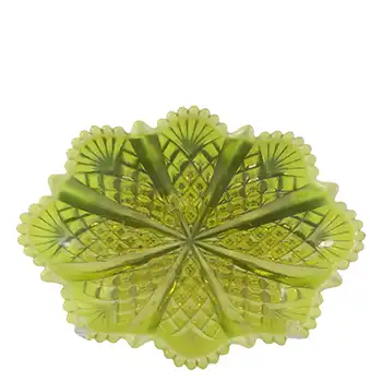Davidson Primrose Pearline Uranium Glass 'Queens Crown' Bowl