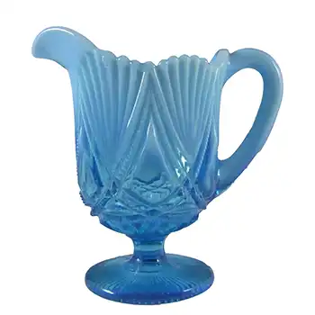 Davidson Blue Pearline Glass 'Victoria & Albert' Jug / Creamer