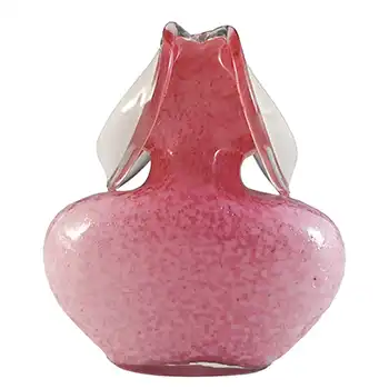Stevens & Williams Victorian Silver Mica Pink + White Glass Vase