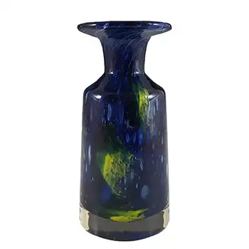 Prachen Blue & Yellow Glass 'Flora' Vase by Frantisek Koudelka