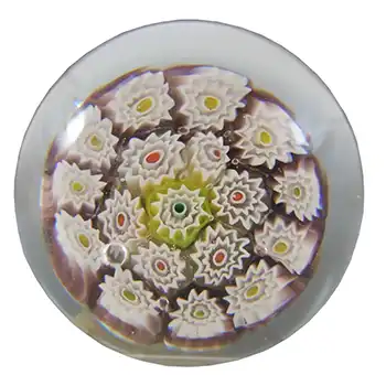 Murano Vintage Millefiori Aventurine Glass Paperweight