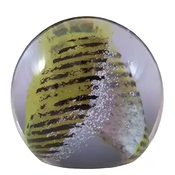 MARKED Caithness Yellow & Black Glass "Spinnaker" Paperweight