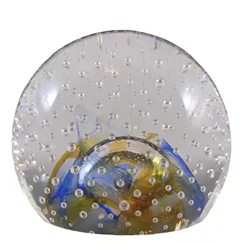 BOXED Caithness Blue & Yellow Glass "Reflections '92" Paperweight