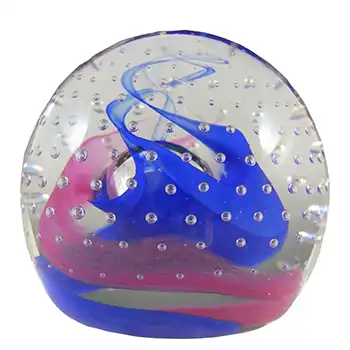 BOXED Caithness Pink & Blue Glass "Reflections '95" Paperweight