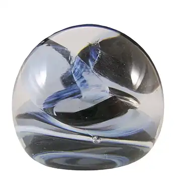 MARKED Caithness Black & White Glass "Streamers" Paperweight
