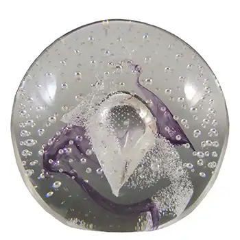 MARKED Caithness Purple & Clear Glass "Sparkle" Paperweight