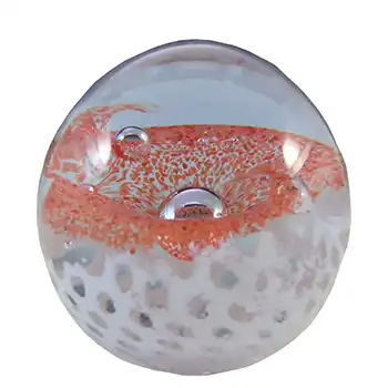 MARKED Caithness Orange & White Glass "Lacemaker" Paperweight