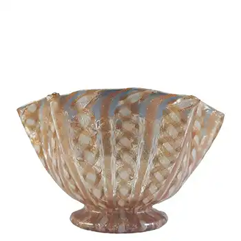 Salviati Murano Zanfirico & Copper Aventurine Glass Finger Bowl