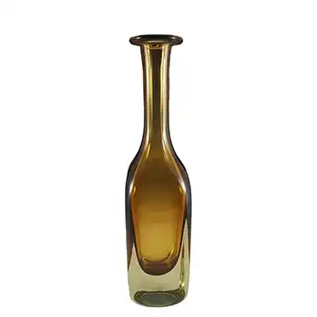 Seguso Vetri d'Arte Murano Sommerso Uranium Glass Bottle Vase by Pinzoni