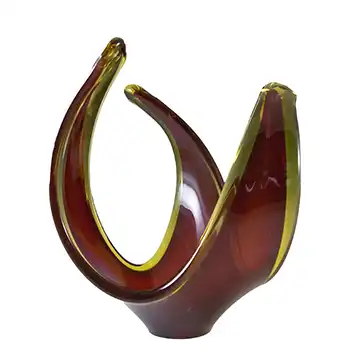 Viartec Murano Style Selenium Red & Orange Spanish Glass Sculpture