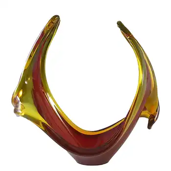 Viartec Murano Style Selenium Red & Orange Spanish Glass Sculpture