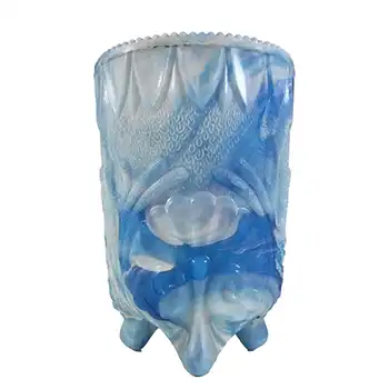 Davidson Victorian Blue Malachite / Slag Glass Vase - Marked