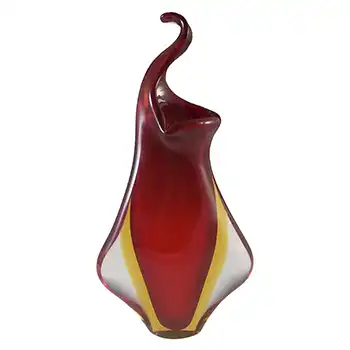 Murano / Venetian Red & Amber Vintage Sommerso Glass Vase